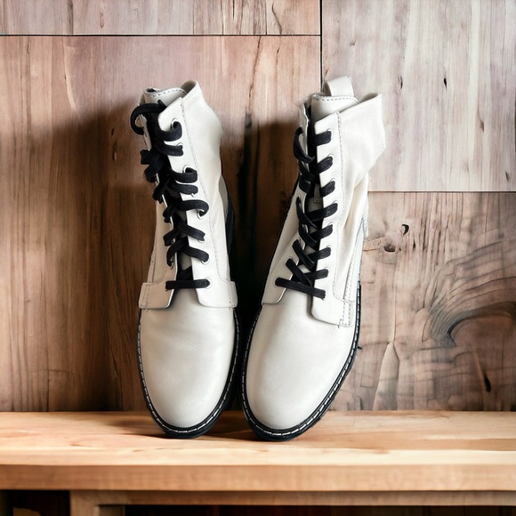 rag & bone Shiloh combat boot in Antique White cream white leather 40 - Picture 5 of 8